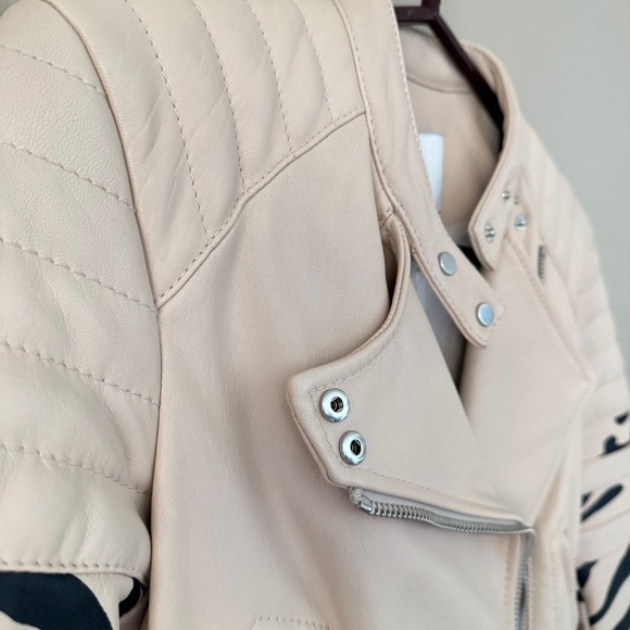 NWT 3.1 Phillip Lim nude zebra striped peplum motorcycle leather jacket … - Picture 7 of 13